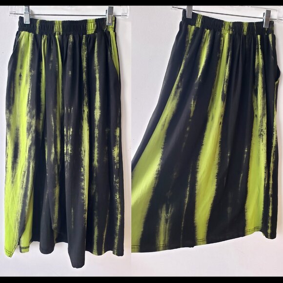 Kate Hewko Black and Neon Lime Long Green Skirt - Picture 1 of 11